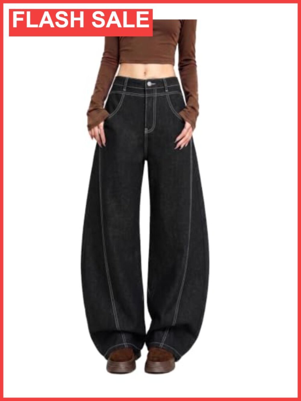 Baggy Barrel Jeans High Waist Wide Leg Denim Pants